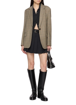 模特儿示范图 - 点击放大 - MO&CO. - Notch Lapel Single Breasted Checkered Blazer