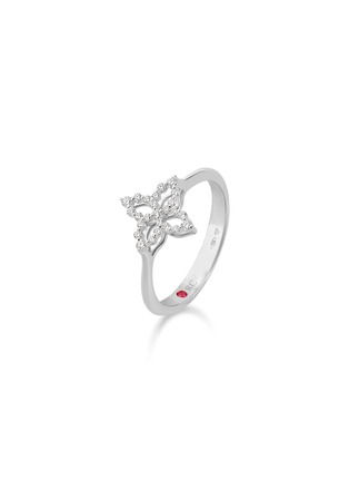 细节 - 点击放大 - ROBERTO COIN - Diamond Princess 18K White Gold Diamond Ruby Ring — EU 50