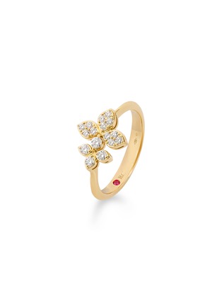 细节 - 点击放大 - ROBERTO COIN - Princess Flower 18K Gold Diamond Ruby Ring — EU 54