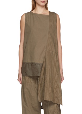 首图 - 点击放大 - Y'S - Sleeveless Asymmetrical Patchwork Cotton Top