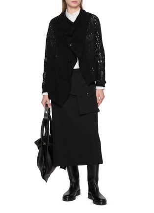 模特儿示范图 - 点击放大 - Y'S - 非对称纯棉针织开衫