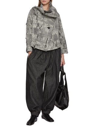 模特儿示范图 - 点击放大 - Y'S - 格纹粗花呢围领夹克