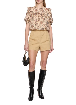 模特儿示范图 - 点击放大 - ULLA JOHNSON - JODIE 褶裥印花上衣