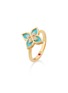 细节 - 点击放大 - ROBERTO COIN - Princess Flower 18k Gold Diamond Ruby Enamel Ring — EU 54