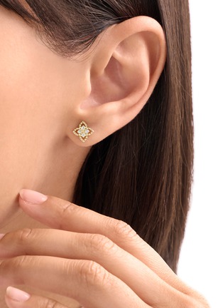细节 - 点击放大 - ROBERTO COIN - Princess Flower 18K Gold Diamond Ruby Stud Earrings