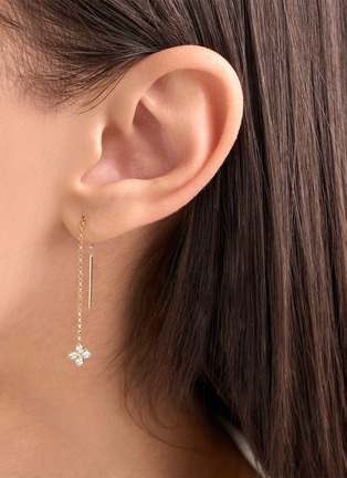 细节 - 点击放大 - ROBERTO COIN - Princess Flower 18K Gold Diamond Ruby Drop Earrings