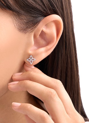 细节 - 点击放大 - ROBERTO COIN - Diamond Princess 18K White Gold Diamond Ruby Stud Earrings