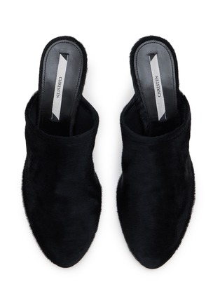 细节 - 点击放大 - CHRISTEN - 75 ELIPSE 弹力皮革穆勒高跟鞋