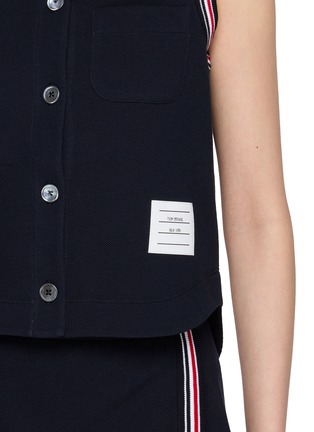  - THOM BROWNE - Sleeveless RWB Trim Piqué Shirt