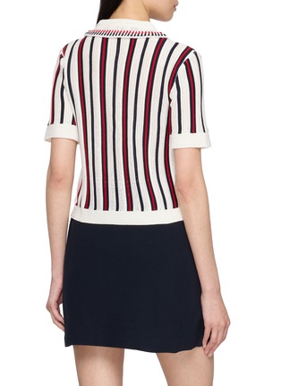 背面 - 点击放大 - THOM BROWNE - Crochet Stitch Variegated Striped Cotton Polo Shirt