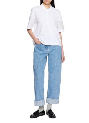 模特儿示范图 - 点击放大 - THOM BROWNE - Overdyed 4-Bar Cotton Jersey Polo Shirt