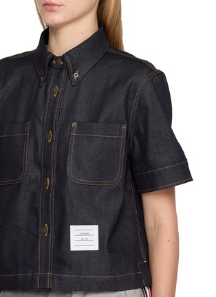  - THOM BROWNE - Dark Wash Denim Short Sleeve Shirt