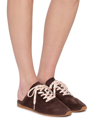 模特儿示范图 - 点击放大 - PEDDER RED - KATE 系带皮革拖鞋