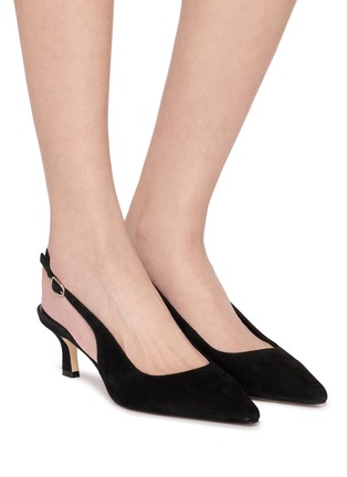 模特儿示范图 - 点击放大 - PEDDER RED - 55 SACHI 绒面皮绕带高跟鞋