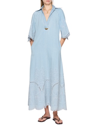 模特儿示范图 - 点击放大 - ZIMMERMANN - Daylight Light Wash Denim Midi Dress