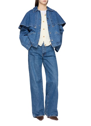 模特儿示范图 - 点击放大 - FRAME - 斗篷牛仔夹克