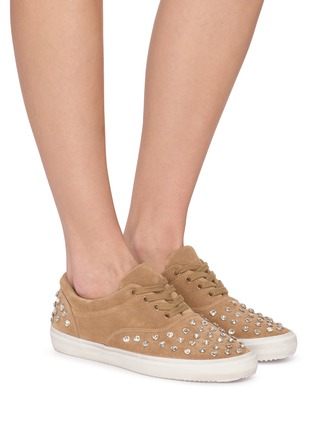 模特儿示范图 - 点击放大 - PEDDER RED - NABIL 仿钻饰绒面皮运动鞋