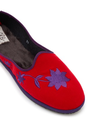 细节 - 点击放大 - C.R.B. SHOES - Friulana Flower Embroidery Grosgrain Trim Slippers