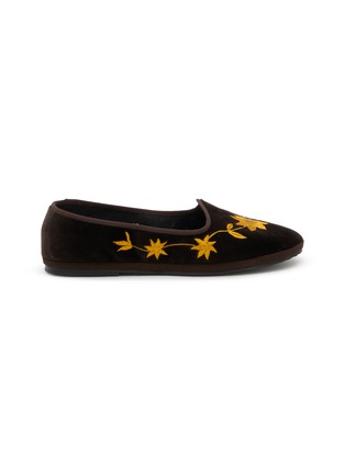 首图 - 点击放大 - C.R.B. SHOES - Friulana Flower Embroidery Grosgrain Trim Slippers