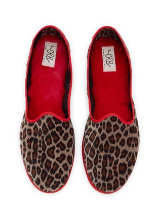 细节 - 点击放大 - C.R.B. SHOES - Friulana Leopard Print Fur Insole Grosgrain Trim Slippers