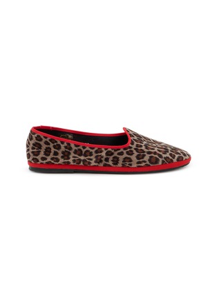 首图 - 点击放大 - C.R.B. SHOES - Friulana Leopard Print Fur Insole Grosgrain Trim Slippers