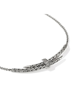  - JOHN HARDY - Spear Sterling Silver Diamond Pave Rolo Chain Station Necklace — Size 16-18