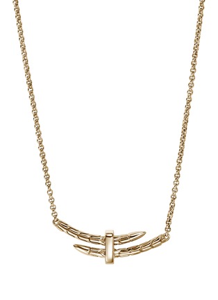 细节 - 点击放大 - JOHN HARDY - Spear 14K Gold Diamond Pave Rolo Chain Station Necklace — Size 16-18