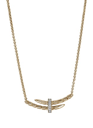 首图 - 点击放大 - JOHN HARDY - Spear 14K Gold Diamond Pave Rolo Chain Station Necklace — Size 16-18