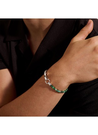  - JOHN HARDY - Heishi Sterling Silver Malachite Green Quartz Aventurine Chrysoprase Emerald Beaded Bracelet — Size US