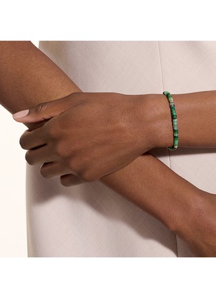  - JOHN HARDY - Heishi Sterling Silver Malachite Green Quartz Aventurine Chrysoprase Emerald Beaded Bracelet — Size UM