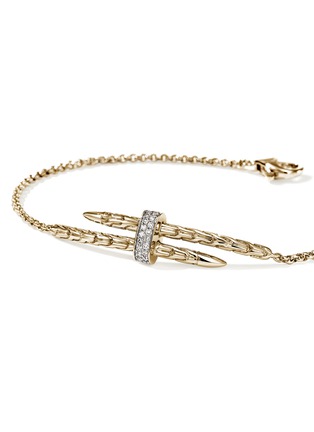 细节 - 点击放大 - JOHN HARDY - Spear 14K Gold Diamond Pave Rolo Chain Station Bracelet — Size US