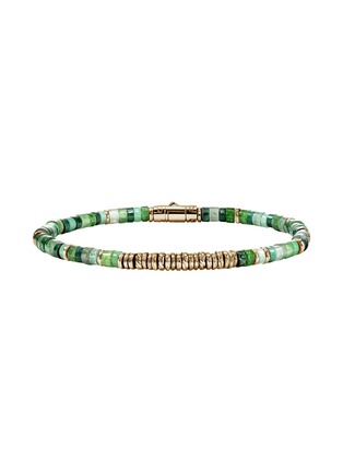 细节 - 点击放大 - JOHN HARDY - Heishi 14K Gold Malachite Green Quartz Aventurine Chrysoprase Emerald Beaded Bracelet — Size UL