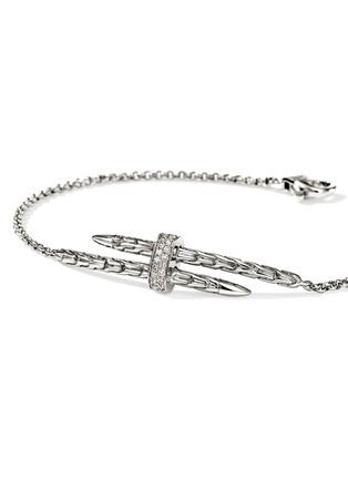 细节 - 点击放大 - JOHN HARDY - Spear Sterling Silver Diamond Pave Rolo Chain Station Bracelet — Size US