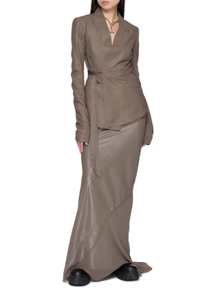 模特儿示范图 - 点击放大 - RICK OWENS - 皮革围裹式收腰夹克