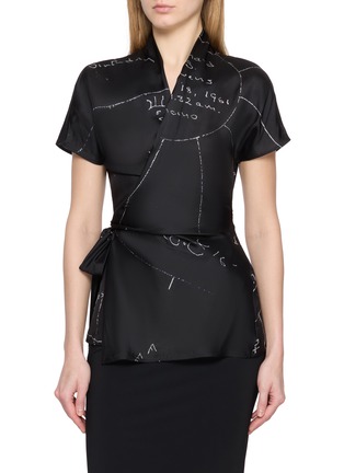 首图 - 点击放大 - RICK OWENS - 印花围裹系带短袖上衣