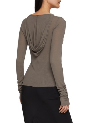 背面 - 点击放大 - RICK OWENS - Long Sleeve Hooded Ribbed Silk Blend Top
