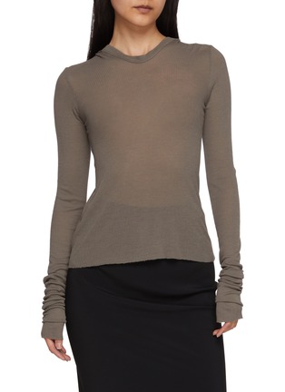 首图 - 点击放大 - RICK OWENS - Long Sleeve Hooded Ribbed Silk Blend Top