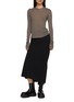 模特儿示范图 - 点击放大 - RICK OWENS - Long Sleeve Hooded Ribbed Silk Blend Top