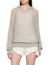 首图 - 点击放大 - RICK OWENS - Long Sleeve Sheer Hooded Ribbed Knit Top