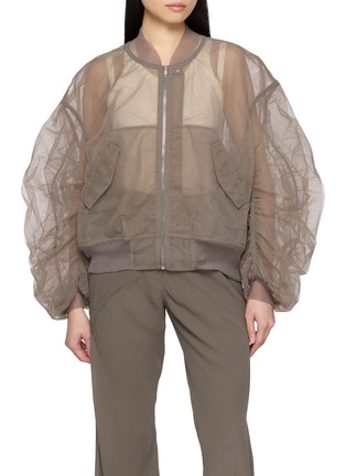 首图 - 点击放大 - RICK OWENS - Sheer Gathered Sleeve Bomber Jacket