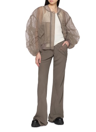 模特儿示范图 - 点击放大 - RICK OWENS - Sheer Gathered Sleeve Bomber Jacket