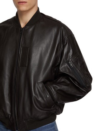  - BEAUTIFUL PEOPLE - Fan Shape Ribbed Collar Leather MA-1 Bomber Jacket