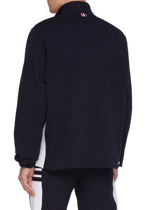 背面 - 点击放大 - THOM BROWNE - Funnel Neck Half Zip Colour Block Side 4-Bar Cotton Sweatshirt