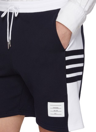  - THOM BROWNE - Colour Block Drawstring Waist Side 4-Bar Cotton Sweatshorts