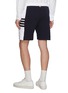 背面 - 点击放大 - THOM BROWNE - Colour Block Drawstring Waist Side 4-Bar Cotton Sweatshorts