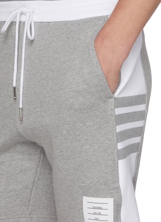  - THOM BROWNE - Colour Block Drawstring Waist Side 4-Bar Cotton Sweatshorts