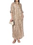 模特儿示范图 - 点击放大 - BRUNELLO CUCINELLI - Chevron Print Silk Long Shirt Dress