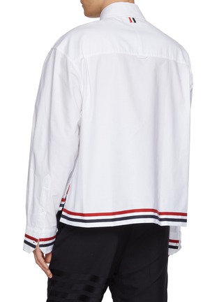 背面 - 点击放大 - THOM BROWNE - RWB Stripe Hem Cropped Cotton Rugby Shirt