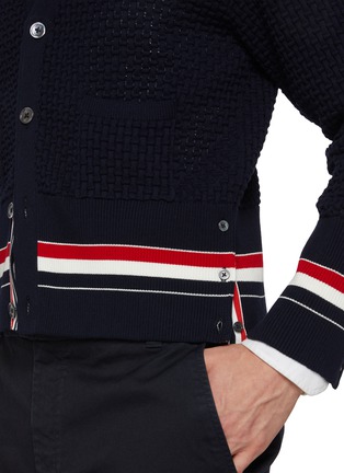 - THOM BROWNE - Ripple Stitched RWB Stripe Hem Cotton Cardigan