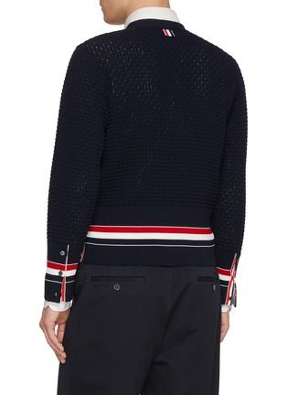 背面 - 点击放大 - THOM BROWNE - Ripple Stitched RWB Stripe Hem Cotton Cardigan